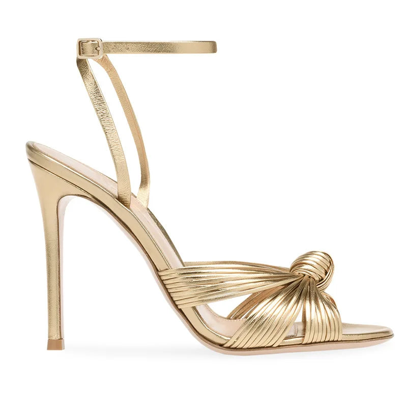 gold stiletto sandals fashion banquet Party shoes